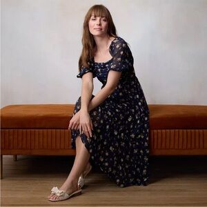 LC Lauren Conrad Navy Floral Maxi Dress
